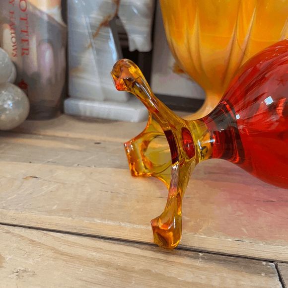 Vintage Viking Glass Epic Arching Thumb Print Footed Vase PLEASE DO NOT BUNDLE - Picture 3 of 8